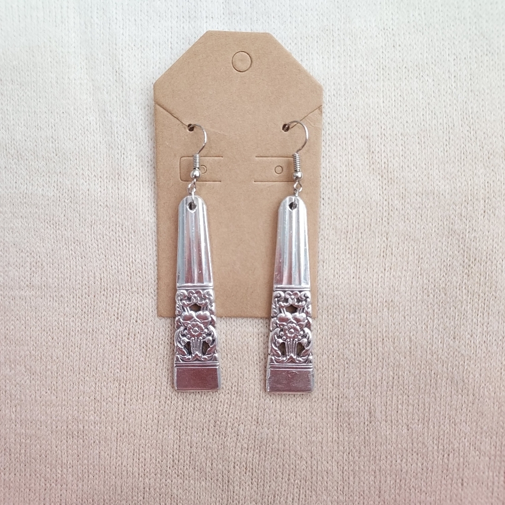 Spoon Earrings 1936 Oneida Coronation Monogrammed Antique Vintage Silverplated
